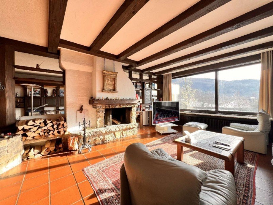 Wohnraum mit offenem Kamin Einfamilienhaus Wehr